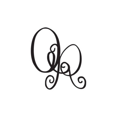 El yazısı monogram Qr simgesi