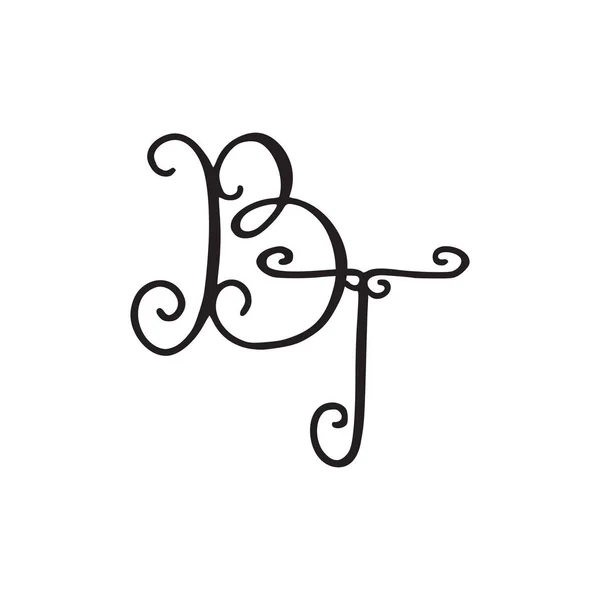 Monograma manuscrito BT icono — Vector de stock