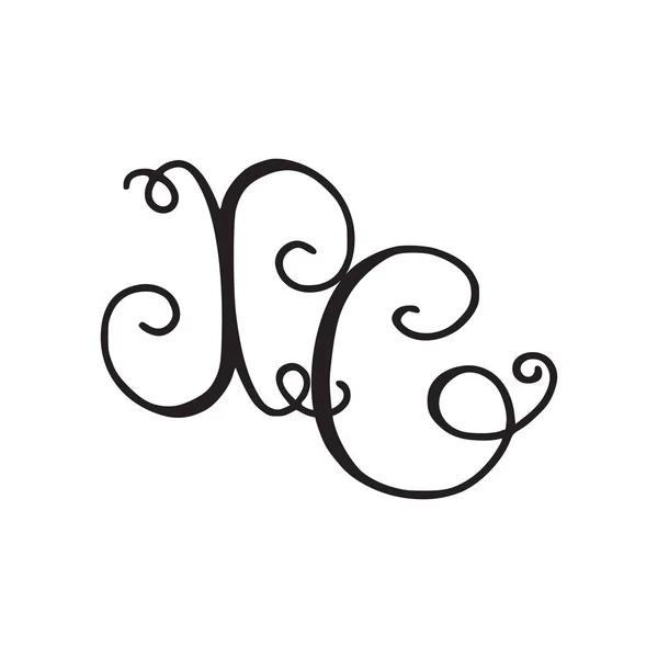 Handschriftliches Monogramm xc-Symbol — Stockvektor