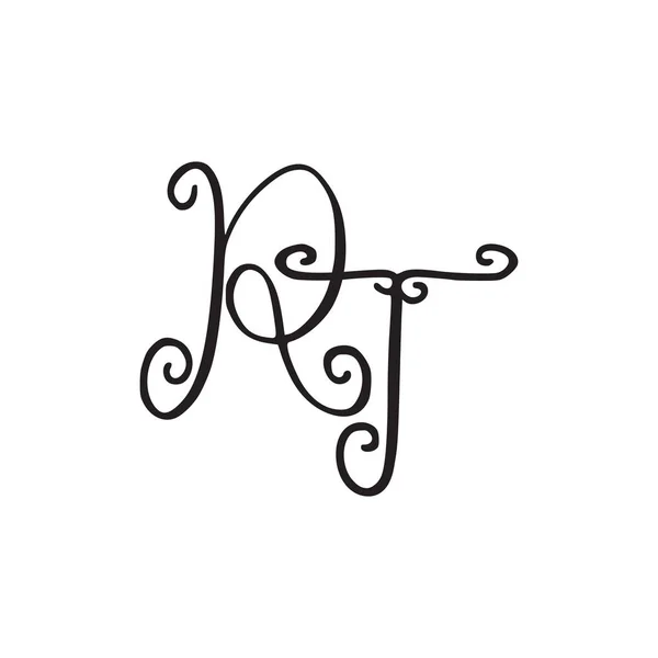 Handgeschriebenes Monogramm rt icon — Stockvektor