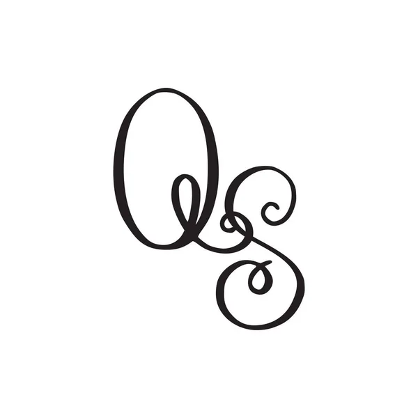 Monogramme manuscrit icône QS — Image vectorielle