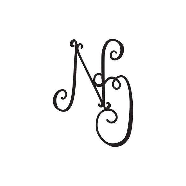 Handgeschriebenes Monogramm nj icon — Stockvektor