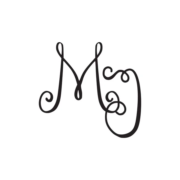 Handwritten monogram MJ icon — Stock Vector
