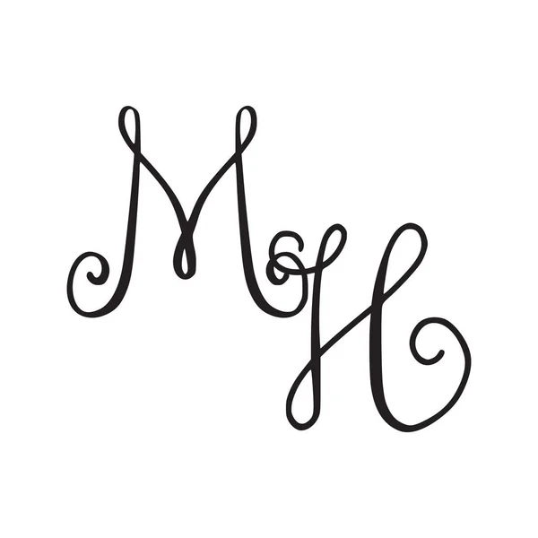 Monograma manuscrito MH icono — Vector de stock