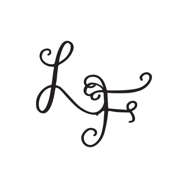 Handwritten monogram LF icon — Stock Vector