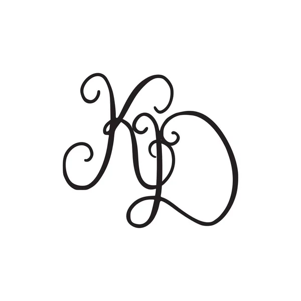 Handgeschreven monogram Kd pictogram — Stockvector