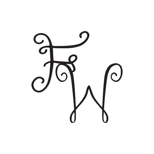 Monogramme manuscrit icône FW — Image vectorielle