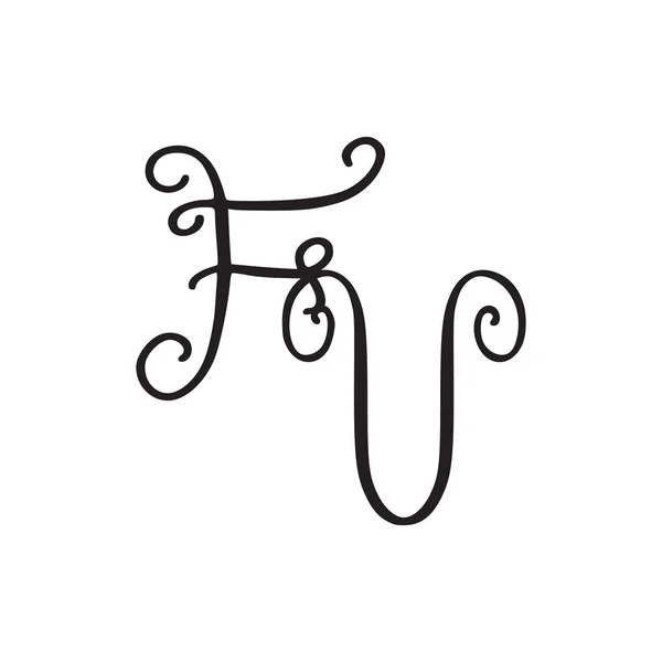 El yazısı monogram Fv simgesi — Stok Vektör