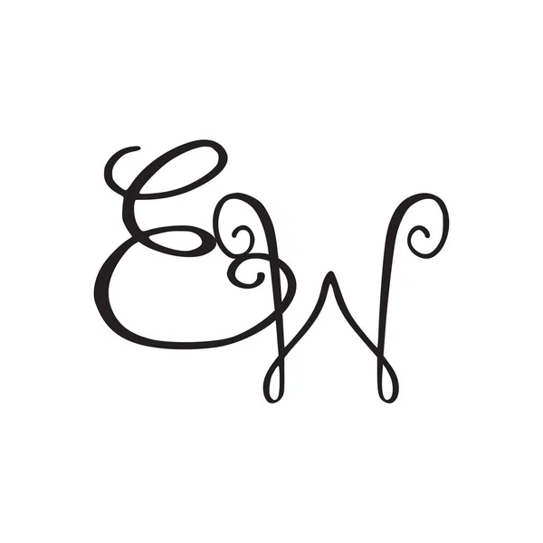 Ručně psané monogram Ew ikonu — Stockový vektor