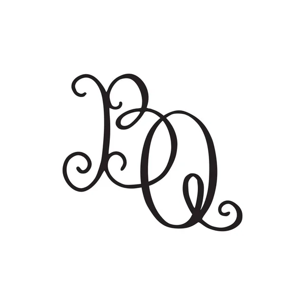 Handskrivna monogram Bq-ikonen — Stock vektor