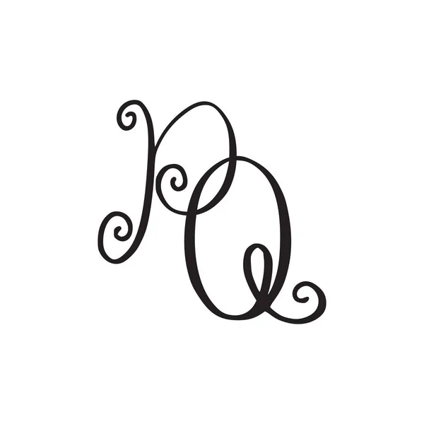 Handschriftliches Monogramm pq-Symbol — Stockvektor