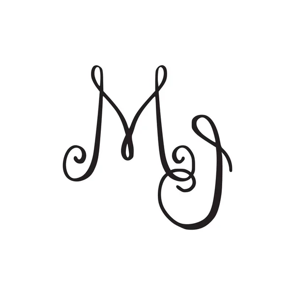 Monogramma manoscritto icona MI — Vettoriale Stock