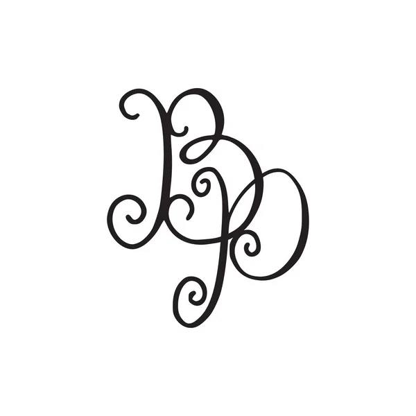 Handschriftliches Monogramm bp-Symbol — Stockvektor