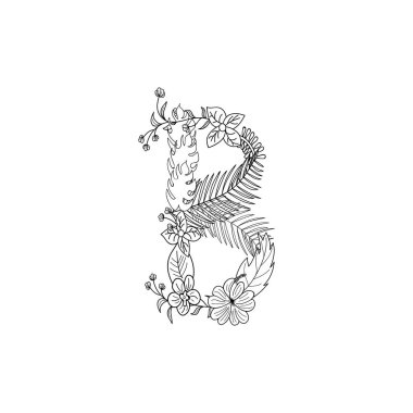 B harfi çiçek süsleme