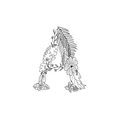 Harf A çiçek süsleme