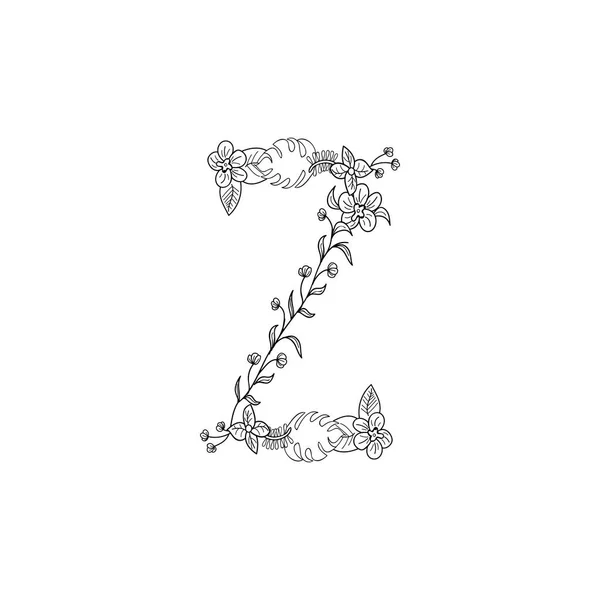 Lettre Z ornement floral — Image vectorielle