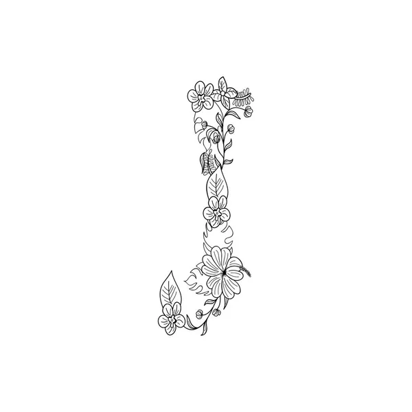 J の文字の花飾り — ストックベクタ