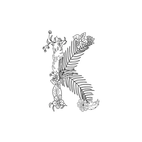 Písmeno K vegetabilní ornament — Stockový vektor