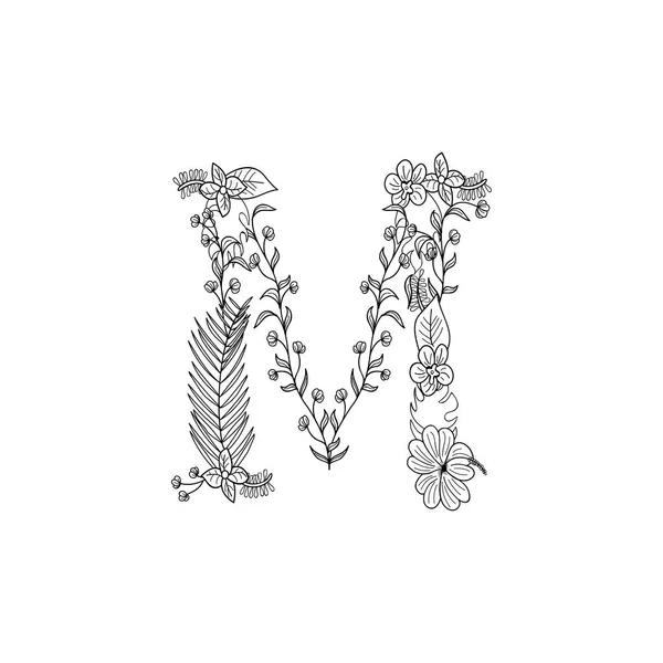 文字 M の花飾り — ストックベクタ
