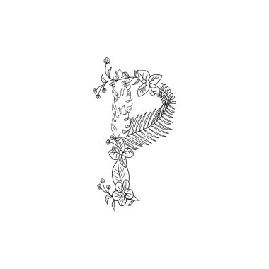 P harfi çiçek süsleme