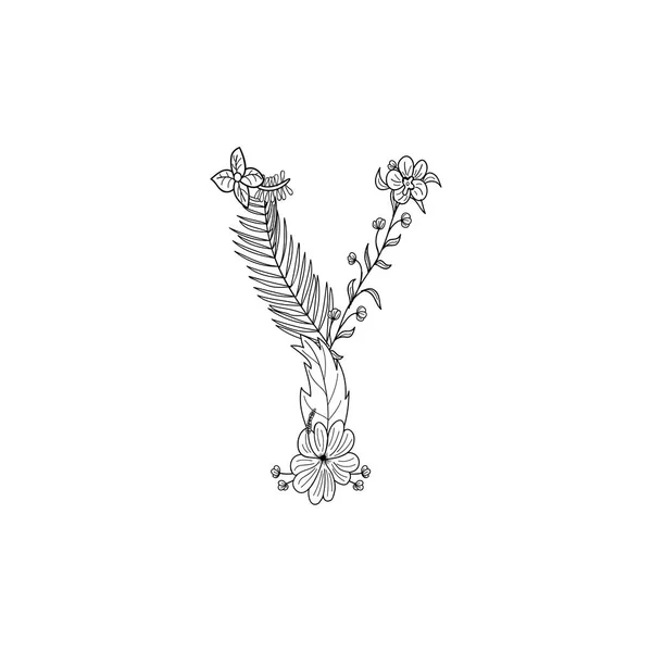 Buchstabe y florales Ornament — Stockvektor