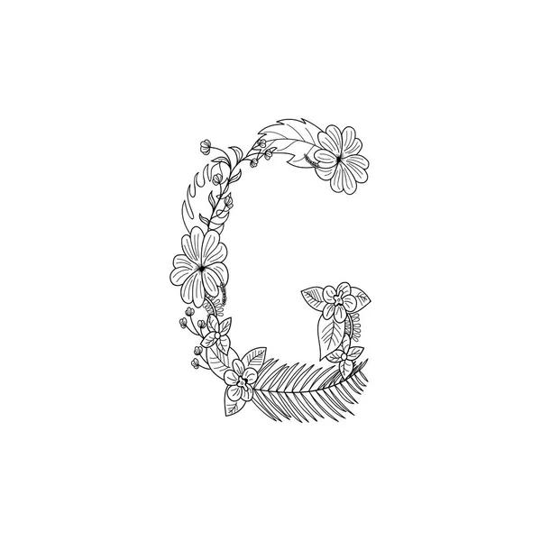 Lettre G ornement floral — Image vectorielle