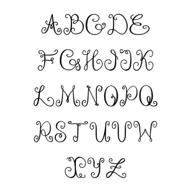Vektör el harfleri boyalı fırça çekilmiş.