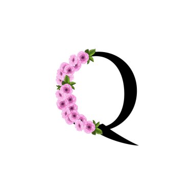 Harf Q çiçek süsleme