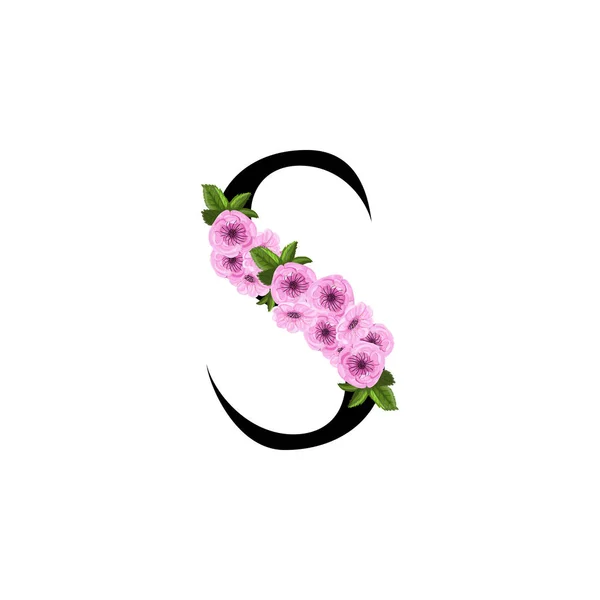 S の文字の花飾り — ストックベクタ