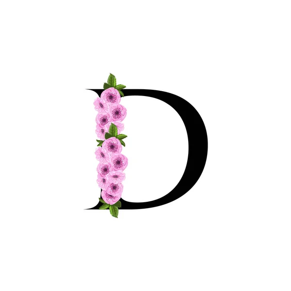 文字 D 花飾り — ストックベクタ