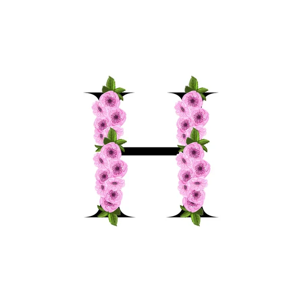 文字 H の花飾り — ストックベクタ