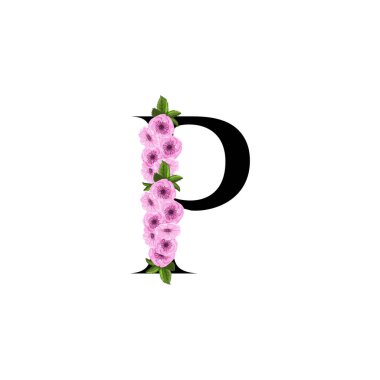 P harfi çiçek süsleme