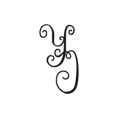 El yazısı monogram Yj simgesi