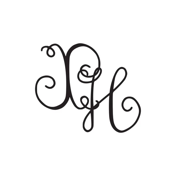 Handwritten monogram XH icon — Stock Vector