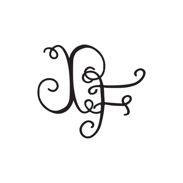 Handschriftliches Monogramm xf-Symbol — Stockvektor