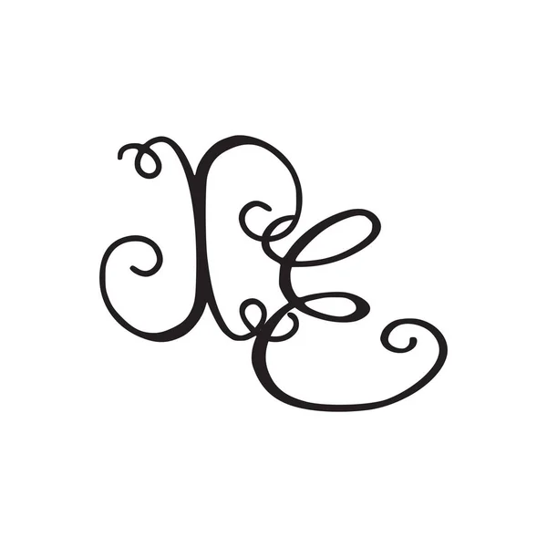 Monogramme manuscrit icône XE — Image vectorielle