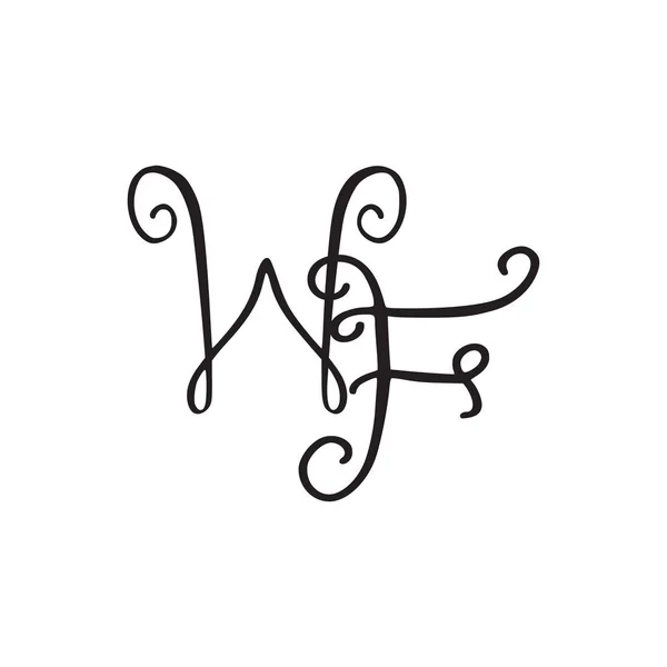 Handschriftliches Monogramm wf-Symbol — Stockvektor