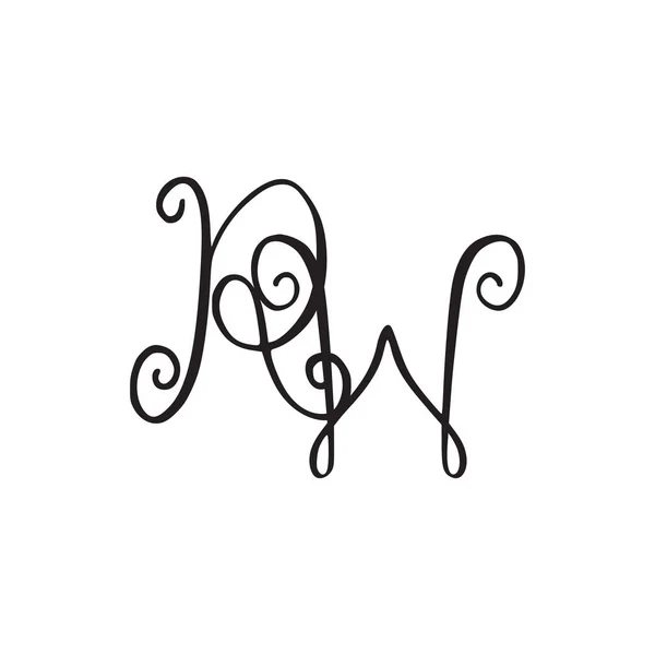 Handschriftliches Monogramm rw-Symbol — Stockvektor