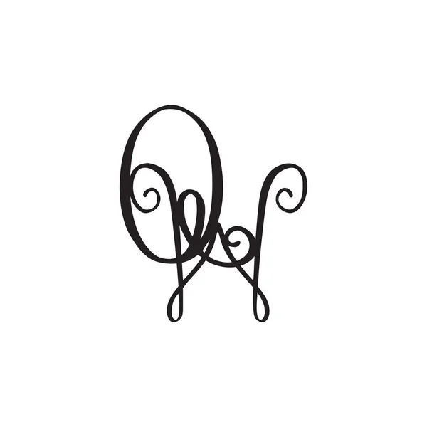 Handschriftliches Monogramm qw-Symbol — Stockvektor