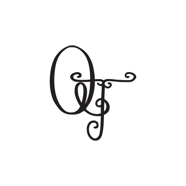 Monogramme manuscrit icône QT — Image vectorielle
