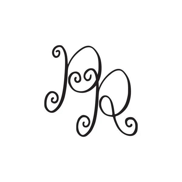 Handskrivna monogram Pr-ikonen — Stock vektor