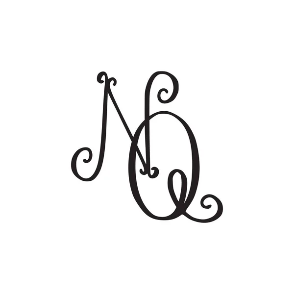 Handschriftliches Monogramm nq-Symbol — Stockvektor