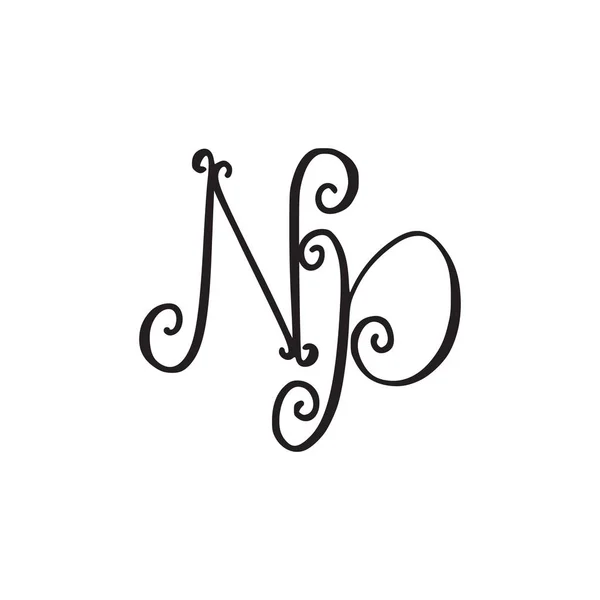 Handskrivna monogram Np-ikonen — Stock vektor