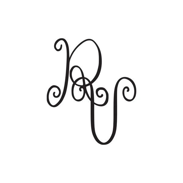 Handgeschreven monogram Rv pictogram — Stockvector