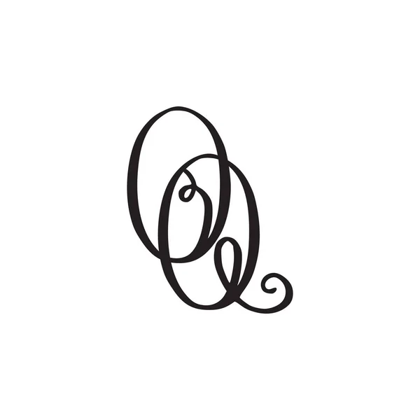 Monograma manuscrito OQ icono — Vector de stock