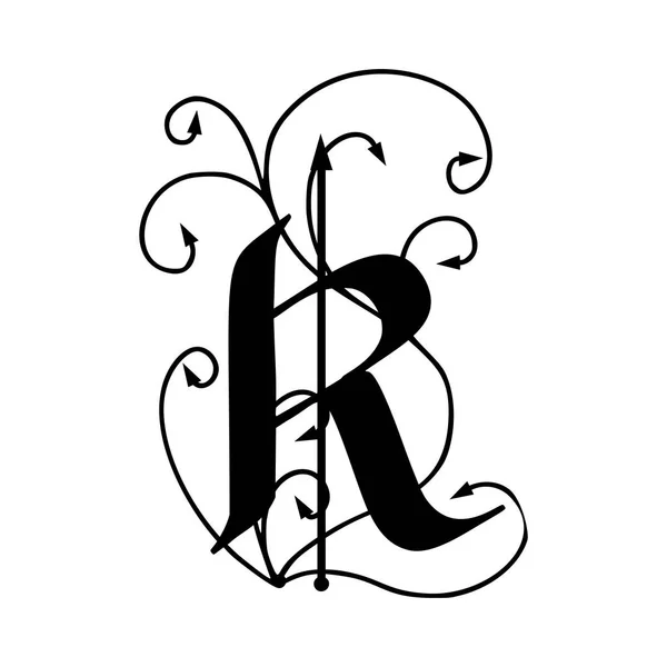 Letter R with arrows — Stock Vector