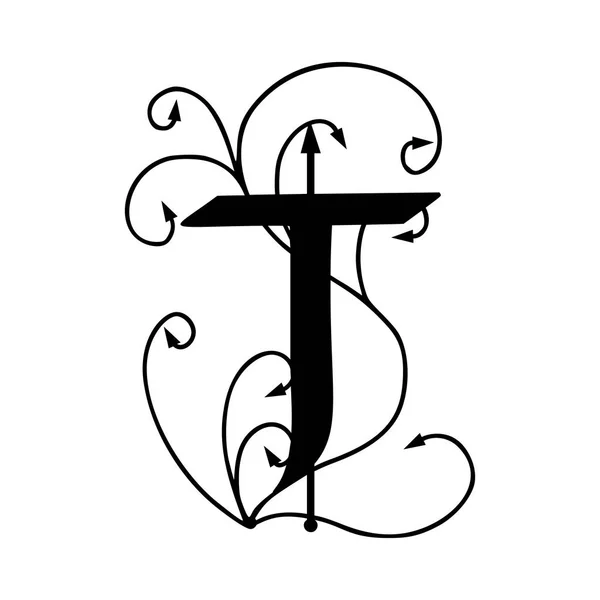 Буква T со стрелками — стоковый вектор