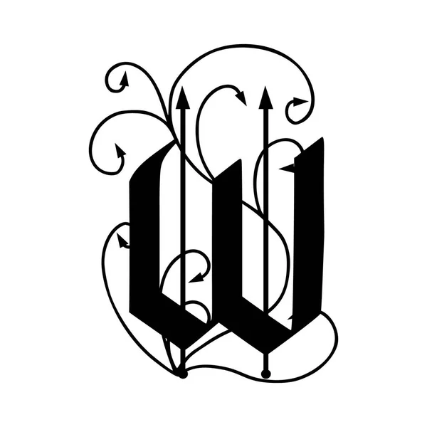 Lettre W avec des flèches — Image vectorielle