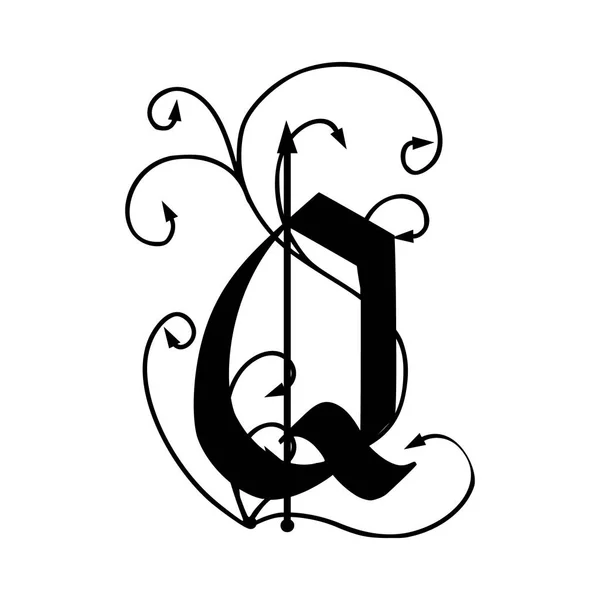 Літера Q зі стрілками — стоковий вектор