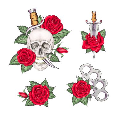 Eski tarz eski moda dövmeler.